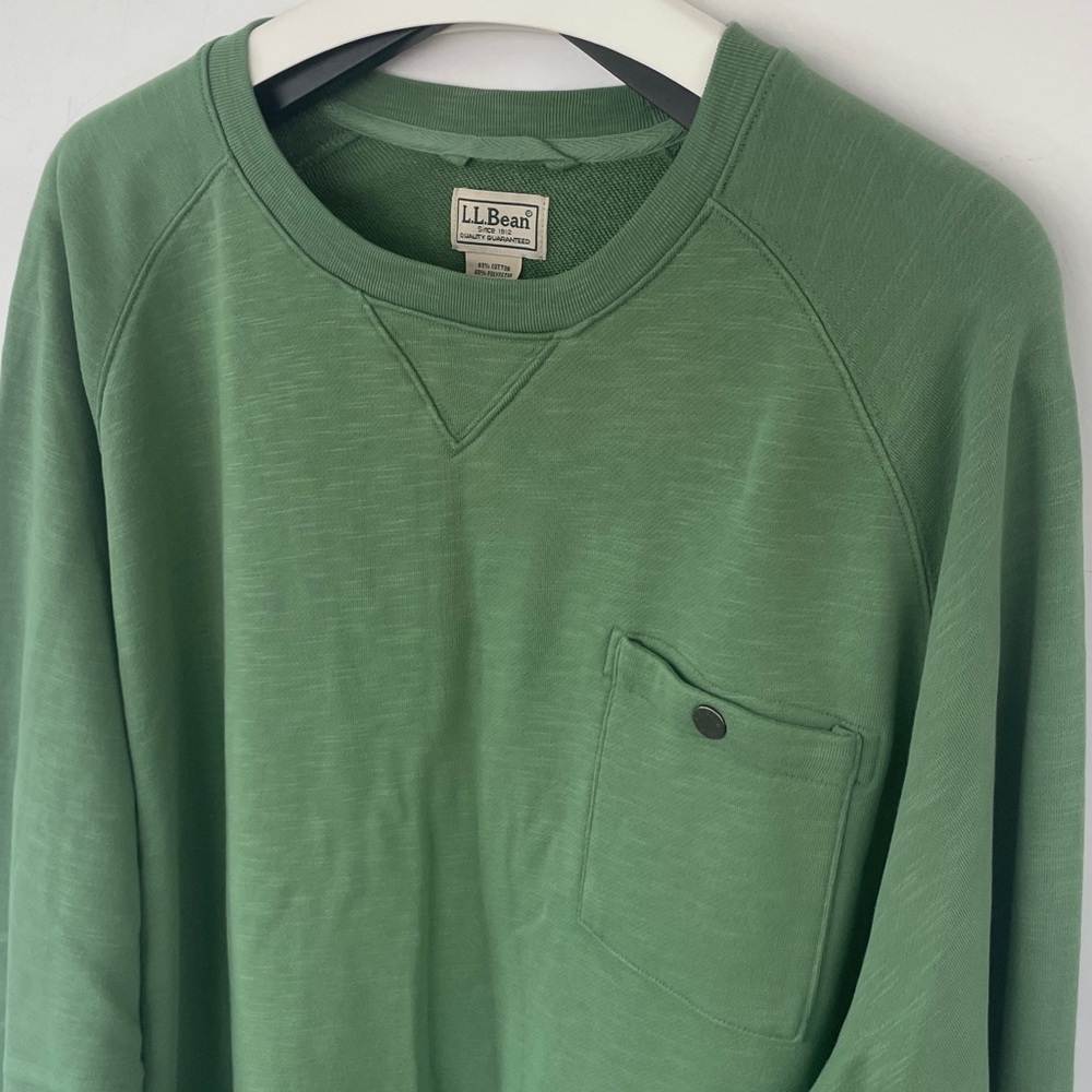 L.L. Bean Men's Lakewashed Cotton Blend Crewneck Green Shirt XXL Tall